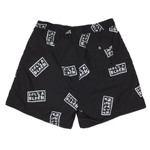 Load image into Gallery viewer, Life&#39;s a Beach All Over Logo Shorts Black
