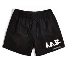 Load image into Gallery viewer, Life&#39;s a Beach Black Swim Shorts
